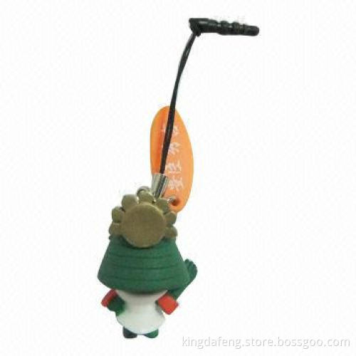 Plastic Figure with Anti-dust Plug to Cellphones, 3cm Size